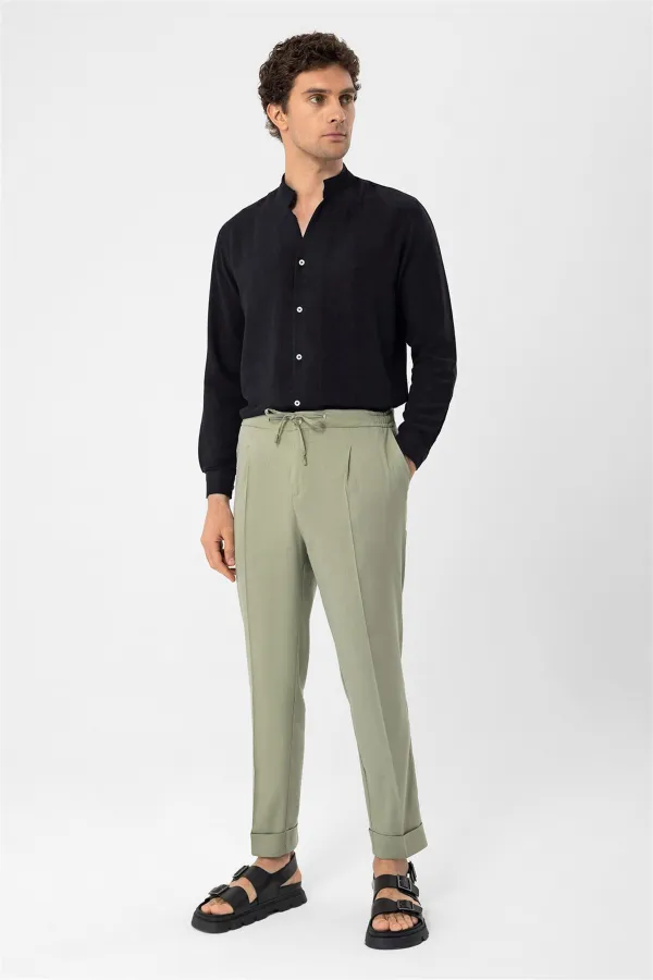 Antioch Black Mandarin Collar Long-Sleeve Men's Shirt