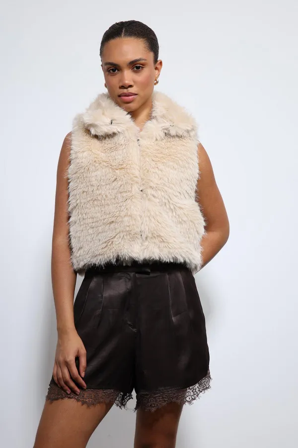 Antioch Off-White Plush Look Vest