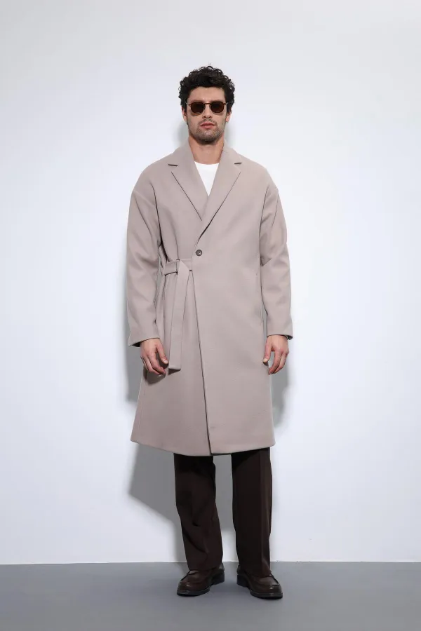 Manteau oversize pour homme Antioch Stone avec ceinture
