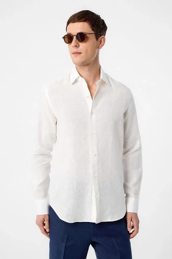 Chemise homme Antioch Ecru 100% lin coupe confort