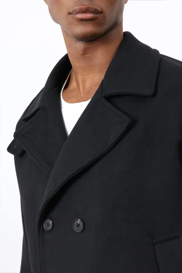 Antioch Black Double-Breasted Short Men's Coat