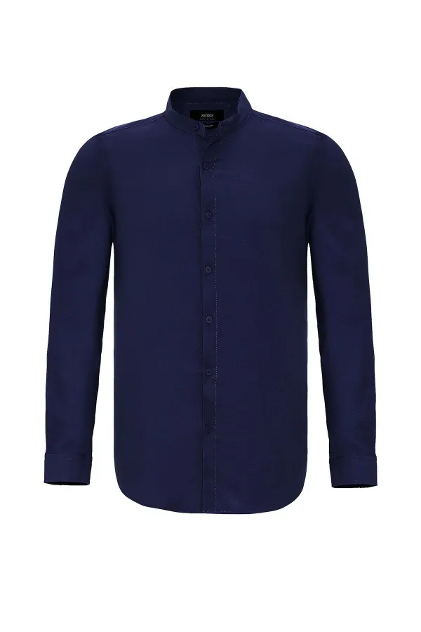 Chemise homme Antioch Navy coupe classique col mandarin