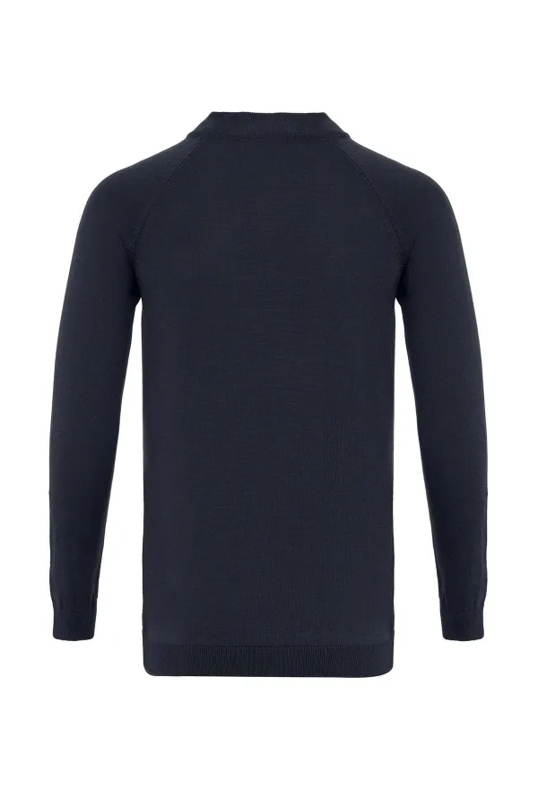 Antioch Navy Blue Crew Neck Slim Fit Knit Sweater