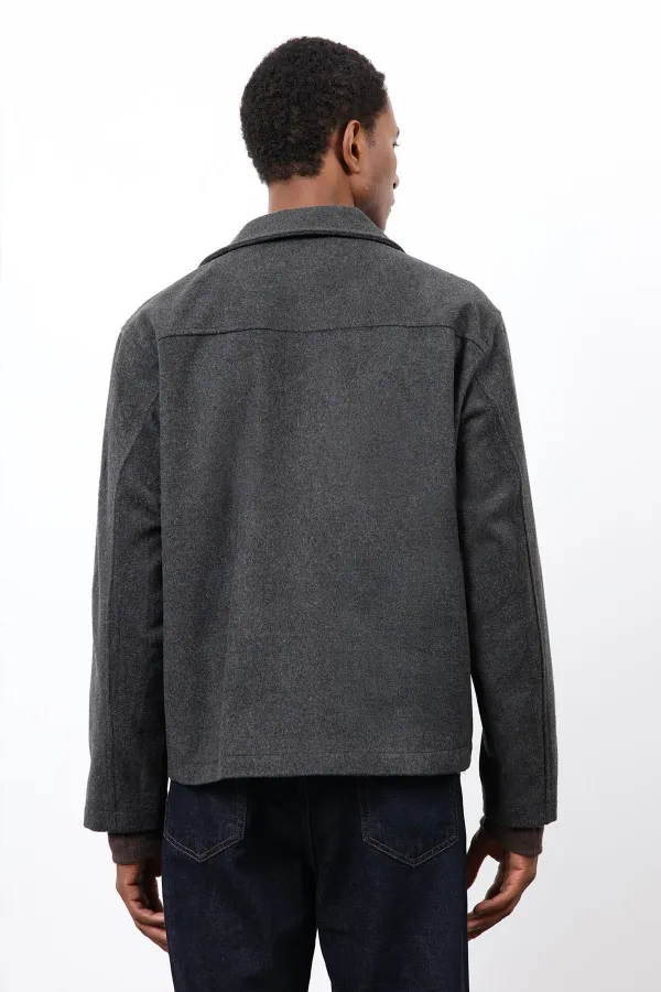 Antioch Antrasit Kruvaze Kapama Kısa Erkek Kaban