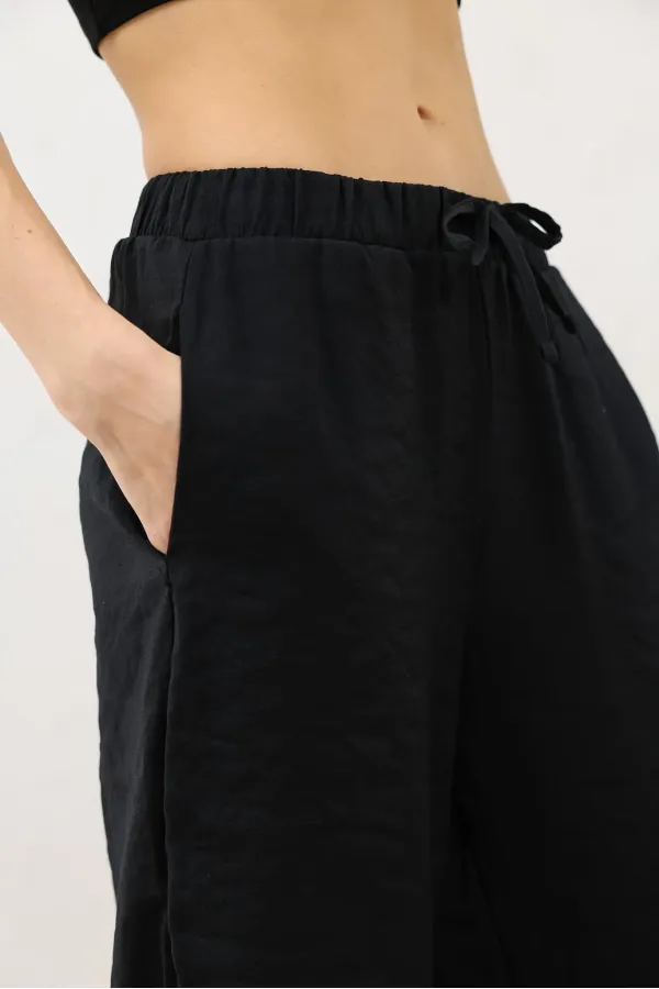 Pantalon Antioch noir en mélange modal pour femme