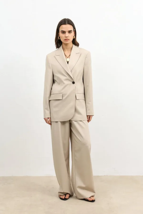 Antioch Beige Double-Breasted Women's Blazer