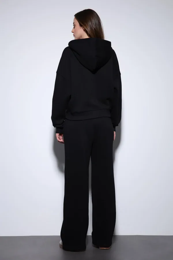 Antioch Siyah Kapüşonlu Sweatshirt Kadın Eşofman Takım