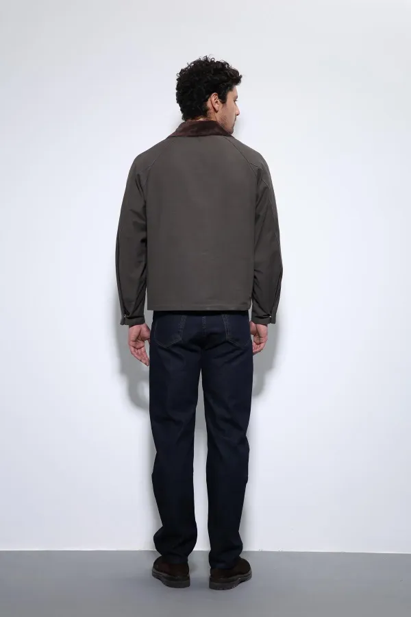 Antioch Kahve Kontrast Yaka Erkek Ceket