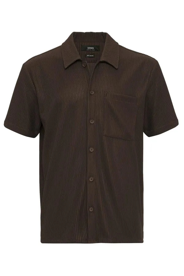 Chemise à manches courtes côtelée Antioch Coffee pour homme