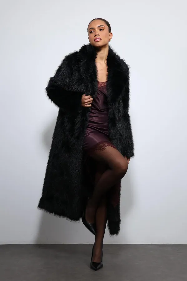 Antioch Siyah Suni Kürklü Uzun Kaban