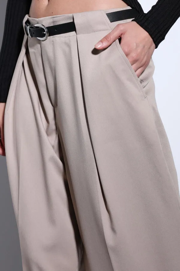 Antioch Taş Pileli Geniş Kadın Pantolon