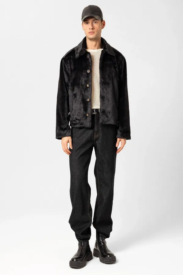 Antioch Black Relax Fit Soft Textured Men's Jacket