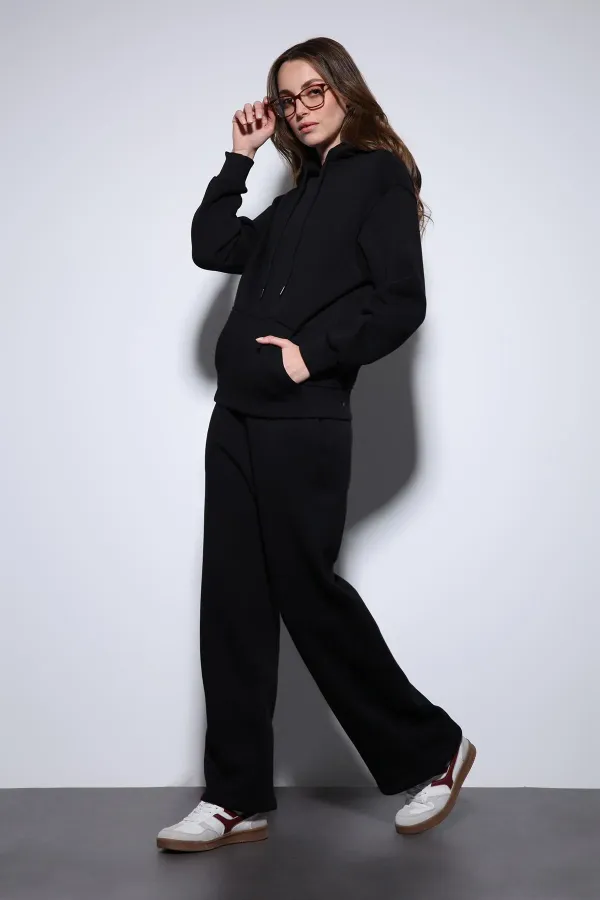 Antioch Black Hooded Basic Women's Sweatshirt