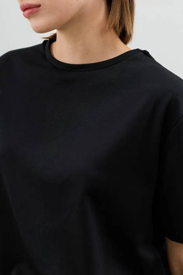 Antioch Siyah Dökümlü Kadın T-Shirt