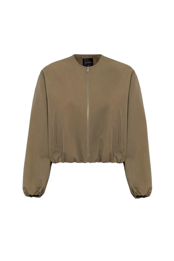 Antioch Khaki Crop Women's Bomber Jacket