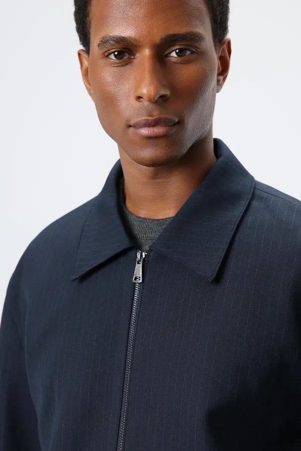 Antioch Lacivert Çizgili Mevsimlik Erkek Mont