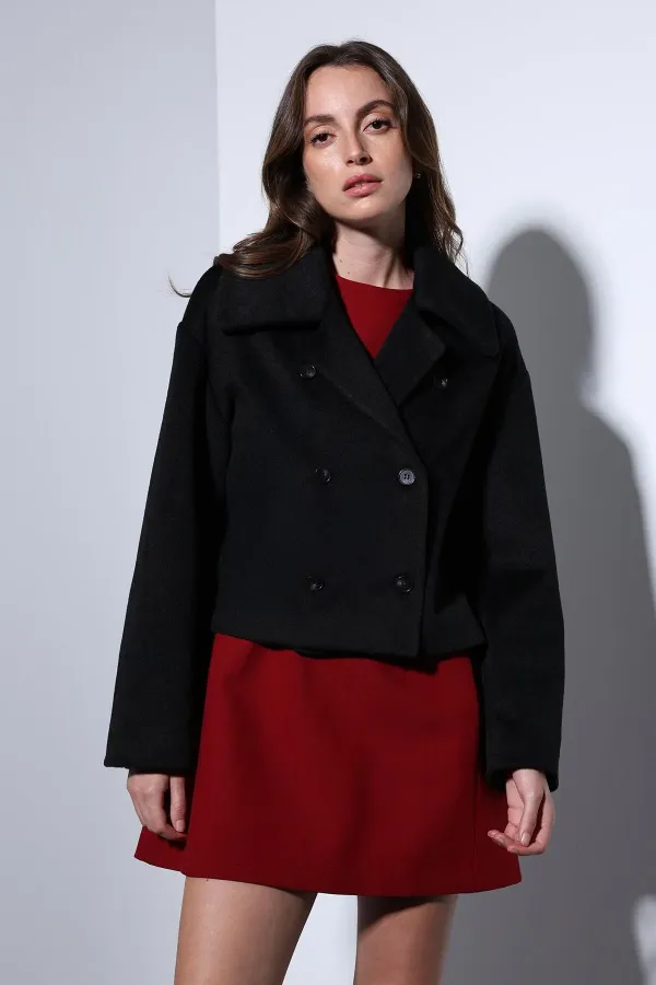 Antioch Black Double-Breasted Women's Short Coat