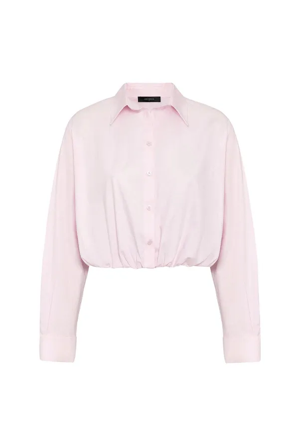 Chemise courte en popeline rose Antioch pour femme