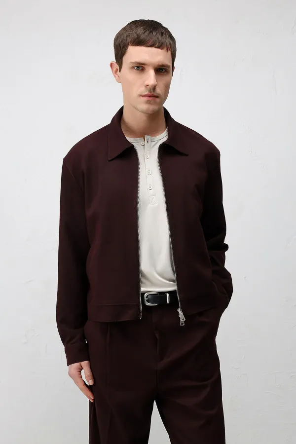 Antioch Burgundy Relaxed Fit Zip-Up Men's Jacket