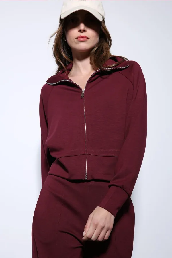 Antioch Burgundy Zip-Up Women's Tracksuit Set