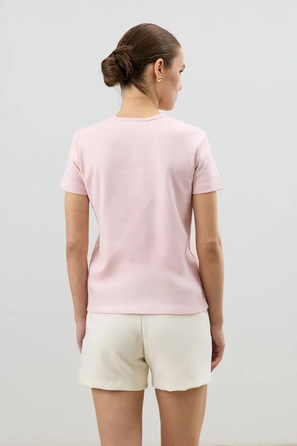 Antioch Pembe Basic Kadın T-Shirt