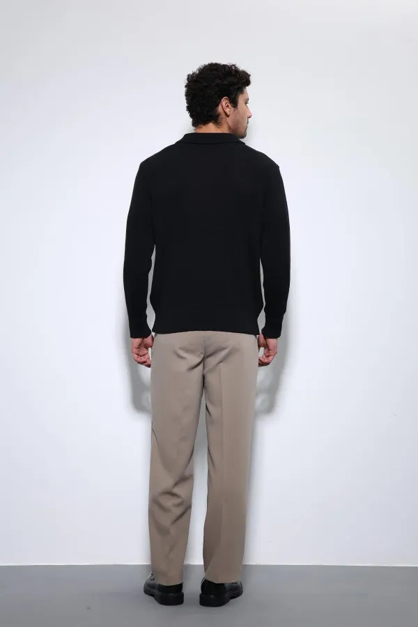 Pull basique pour homme Antioch à col polo noir