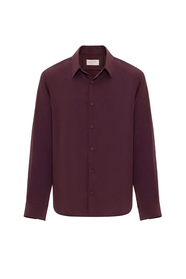 Antioch Bordo Relax Fit Liyosel Kumaş Erkek Gömlek
