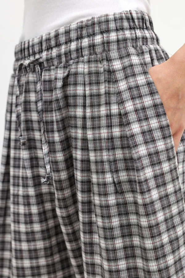 Pantalon à carreaux Antioch gris à ourlet ajustable pour femme