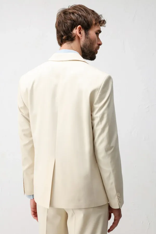 Antioch Ekru Kruvaze Relaxed Fit Erkek Blazer Ceket Antioch Ekru Kruvaze Relaxed Fit Erkek Blazer Ceket