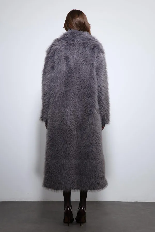 Antioch Anthracite Faux Fur Long Coat