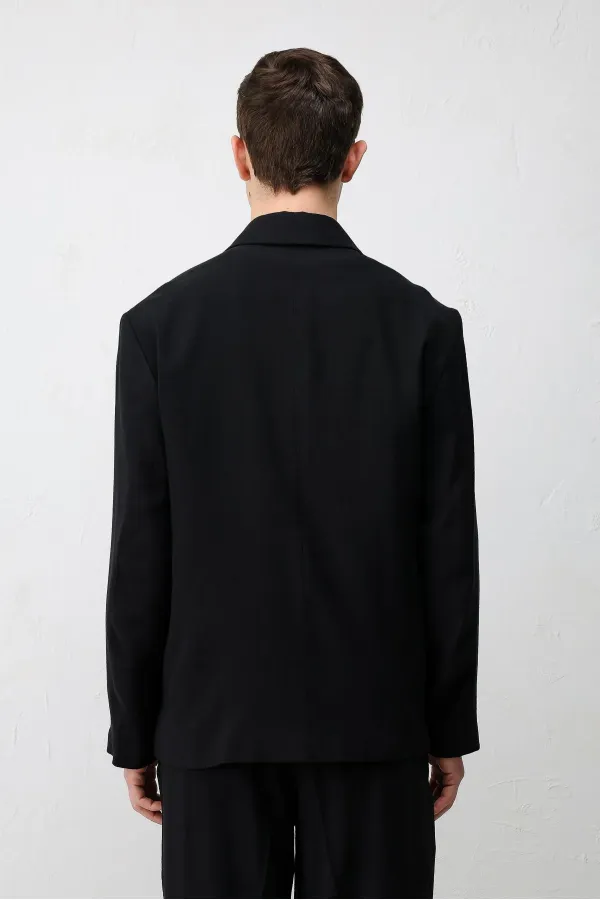 Veste blazer pour homme Antioch en mélange modal noir, coupe décontractée