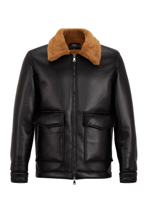 Veste en similicuir Antioch noir/marron avec doublure détaillée