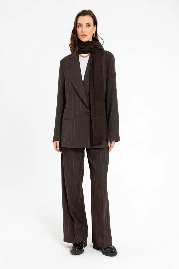 Antioch Coffee Women's Striped Oversize Blazer Jacket