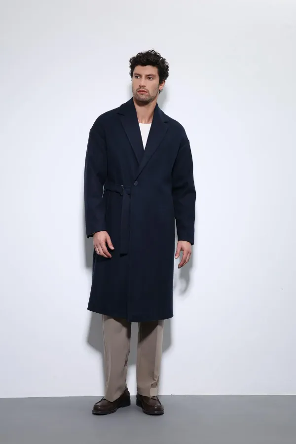 Manteau oversize pour homme Antioch Navy avec ceinture
