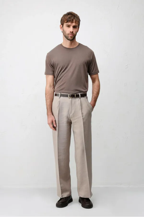 Antioch Bej Lyocell Karışımlı Erkek Pantolon