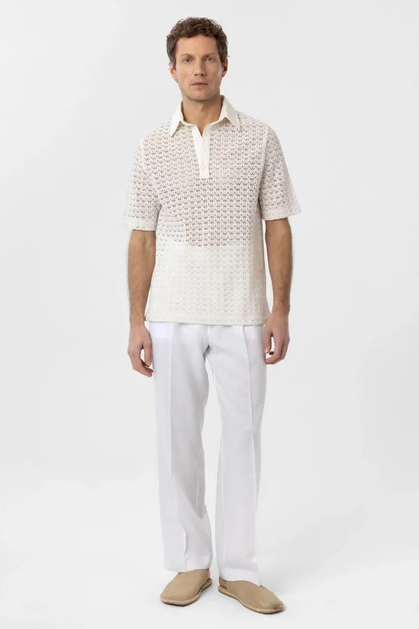 Antioch Ekru Polo Yaka Örgü Erkek T-Shirt