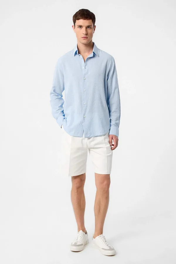 Antioch Blue Relax Fit Textured Men's Shirt