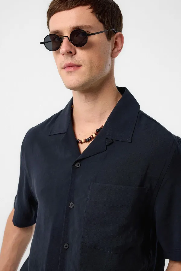 Antioch Siyah Modal Kumaş Erkek Gömlek