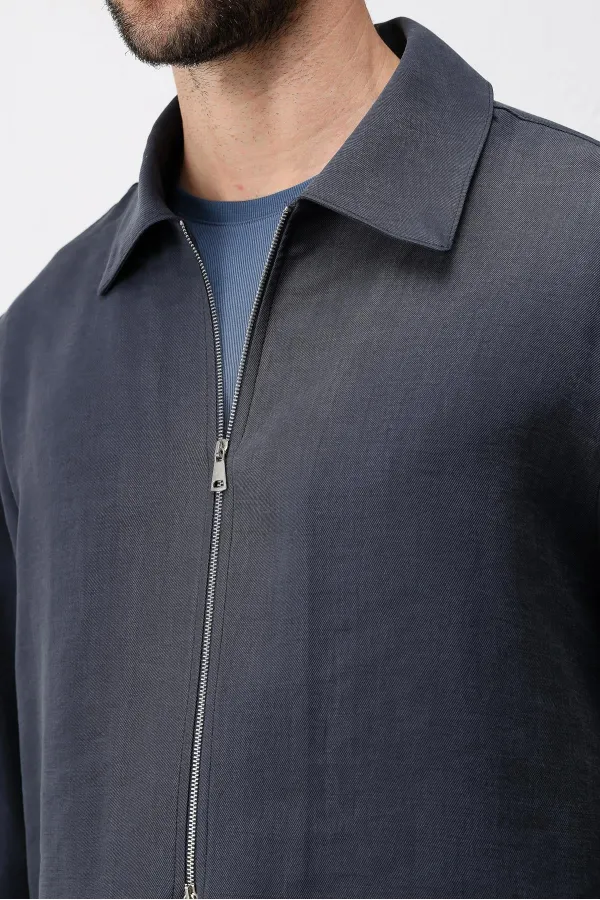 Antioch Navy Blue Lyocell Blend Summer Jacket