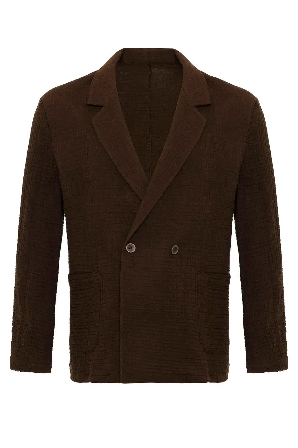 Antioch Coffee Double-Breasted Unlined Men's Blazer Jacket