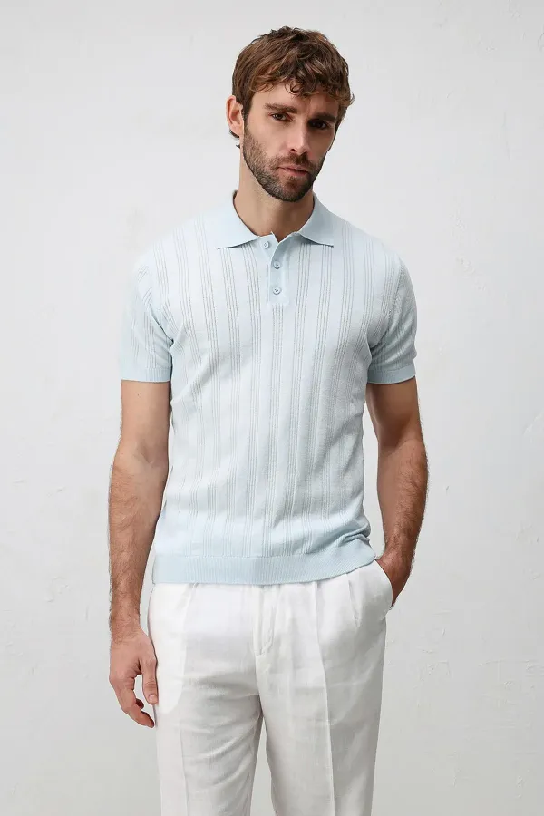 Polo garçon Antioch Bebe bleu en maille texturée