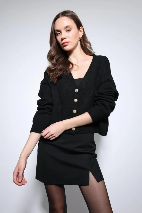 Gilet Antioch noir en laine mélangée