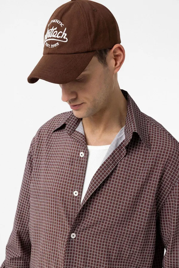 Chemise à carreaux Antioch Coffee pour homme, coupe décontractée