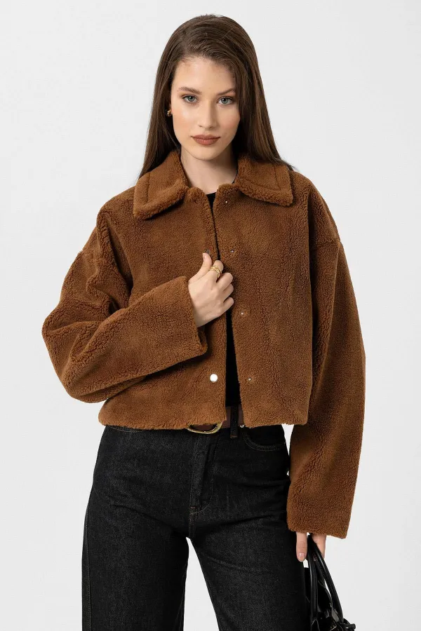 Manteau texturé doux pour femme Antioch Coffee