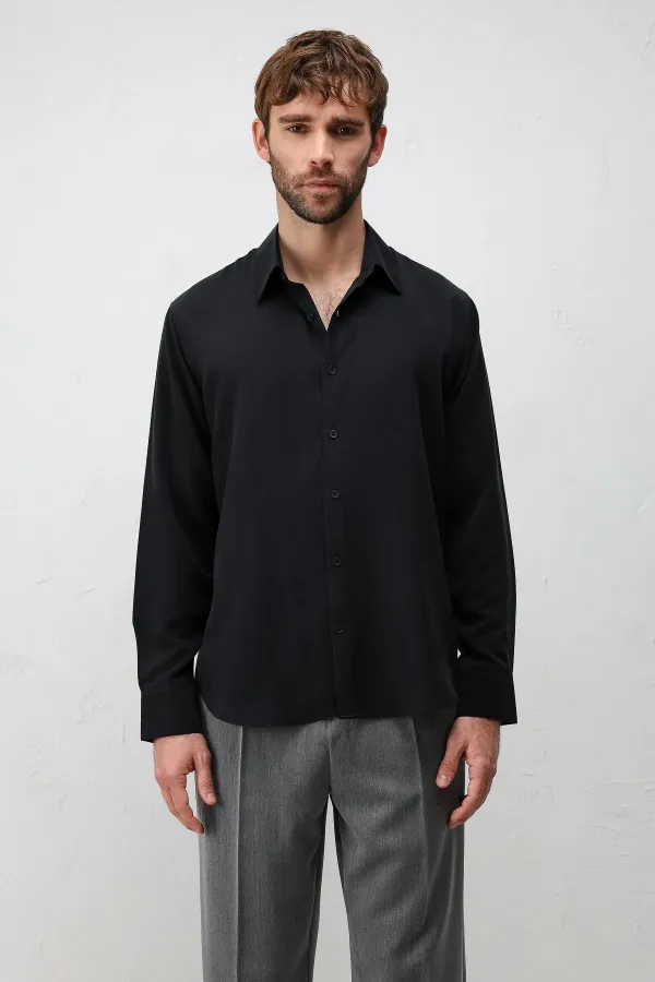 Antioch Black Technical Regular Fit Men's Shirt