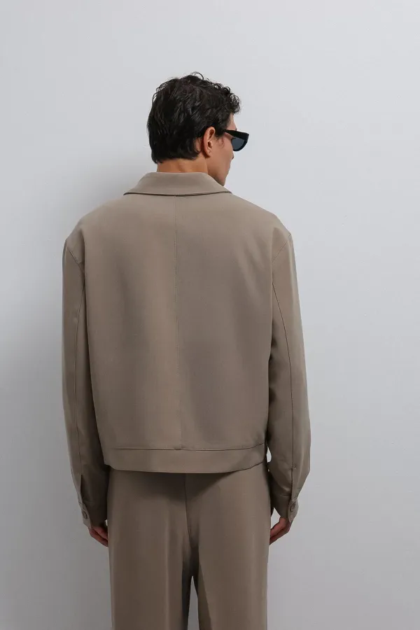 Veste de saison Antioch beige à fermeture éclair pour homme
