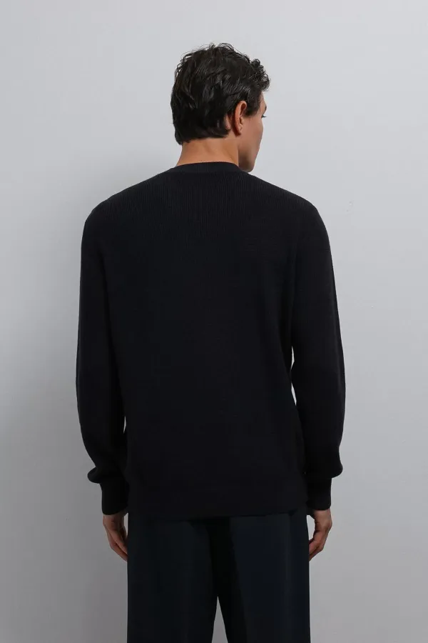 Pull texturé bleu marine Antioch pour homme