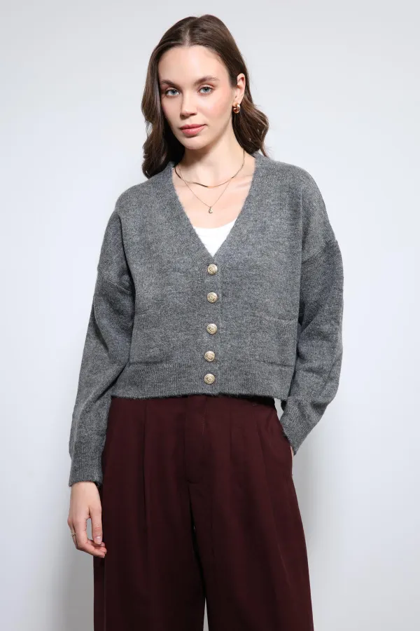 Gilet Antioch gris foncé en laine mélangée