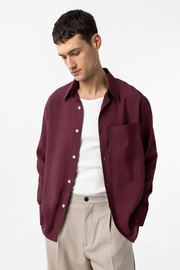 Antioch Bordo Modal Kumaş Relax Fit Erkek Gömlek