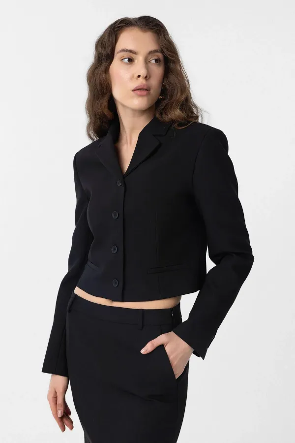 Antioch Black Crop Women's Blazer Jacket